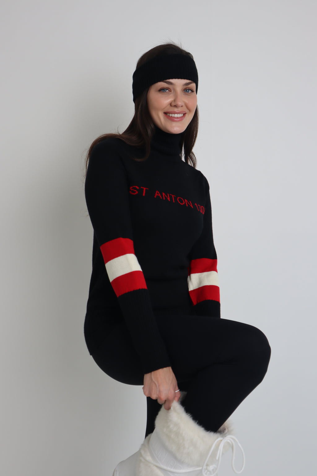 St Anton Black Knitted Jumper